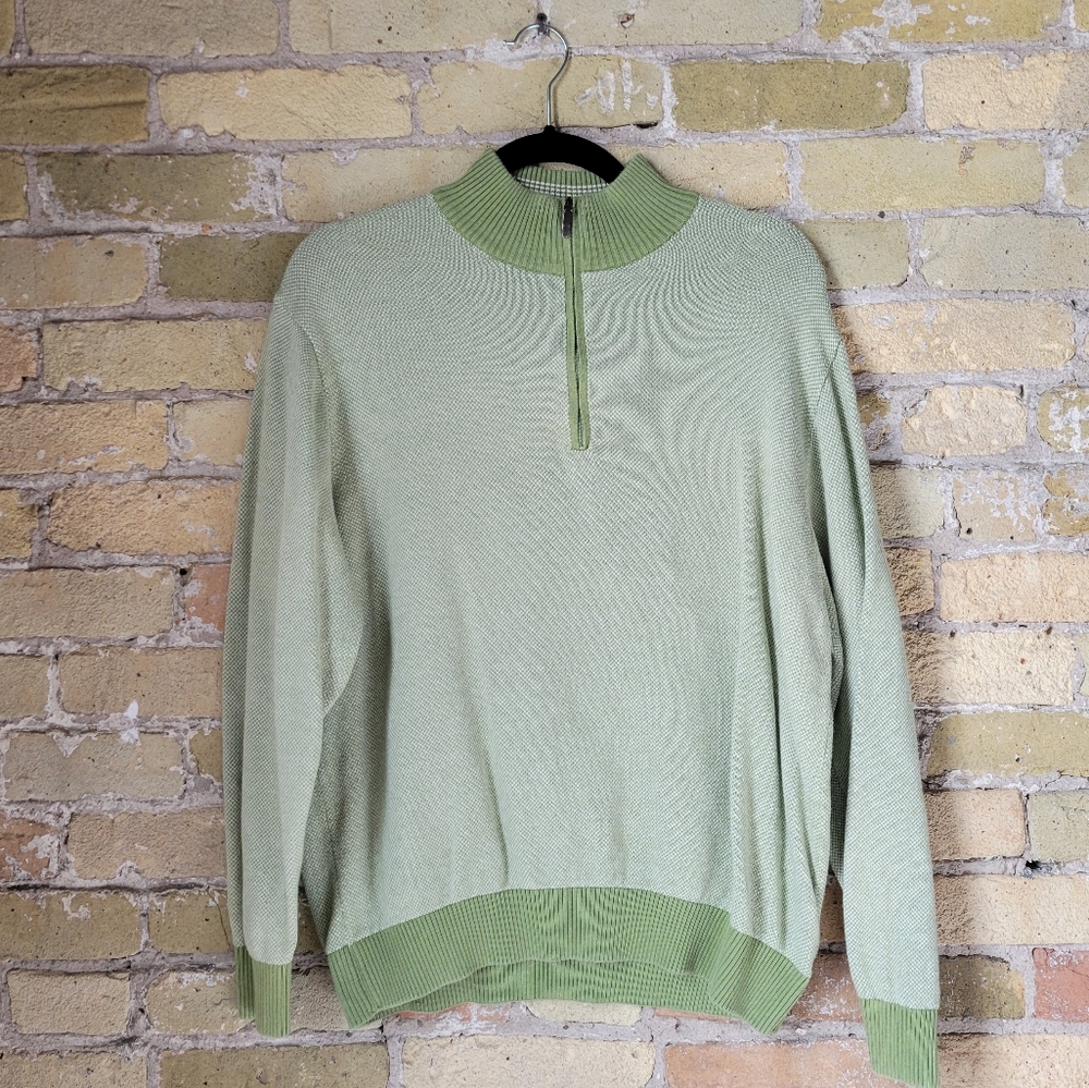 Alex Cannon 1/4 Zip Sweater Mens Large 100% Cotton